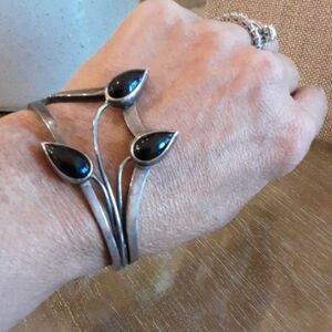 Chic Silver and Black Women's Bracelet